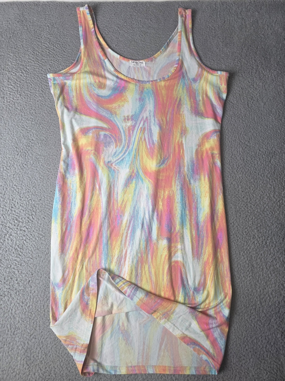 Full Circle Trends Tank Dress Scoop Neck 3X Pastel Tie-Dye Sleeveless
